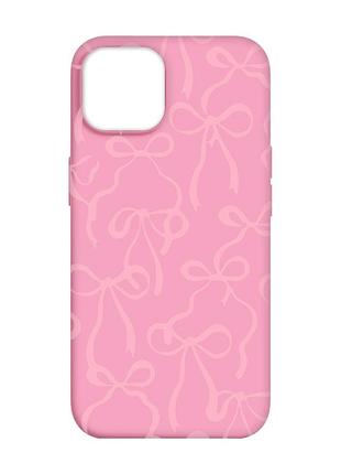 Матовый розовый чехол на apple iphone 14 бантики (принт 406)