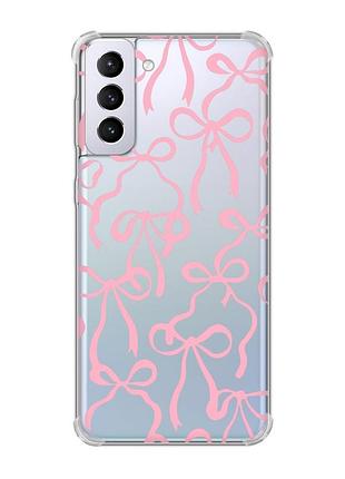 Чохол з потовщеними кутами на samsung galaxy s21 plus бантики (принт 406)