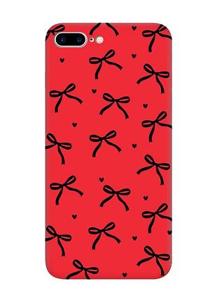 Матовый красный чехол на iphone 7 plus / 8 plus бантики (принт 405)