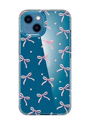 Прозрачный чехол для iphone 13 mini бантики (принт 404)