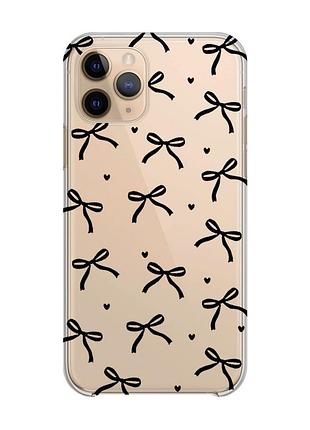 Прозрачный чехол на apple iphone 11 pro бантики (принт 405)