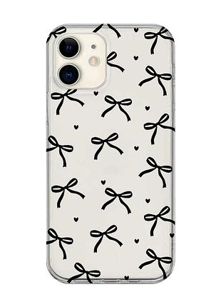 Прозрачный чехол на iphone 12 mini бантики (принт 405)
