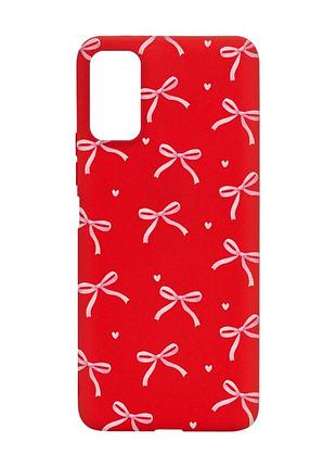 Матовий червоний чохол на xiaomi redmi note 11 4g бантики (принт 404)