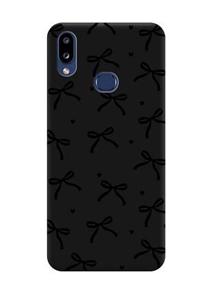 Матовый черный чехол на samsung galaxy a10ѕ a107 бантики (принт 405)