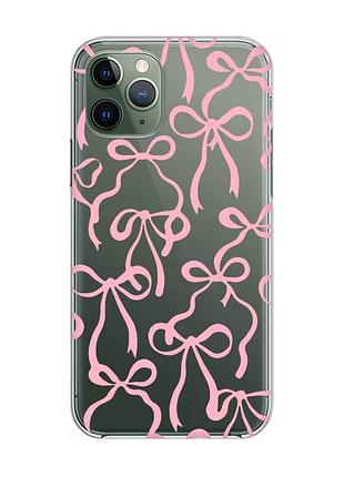 Прозрачный чехол на iphone 12 / 12 pro бантики (принт 406)