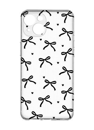 Прозорий чохол із захистом камер на iphone 15 бантики (принт 405)