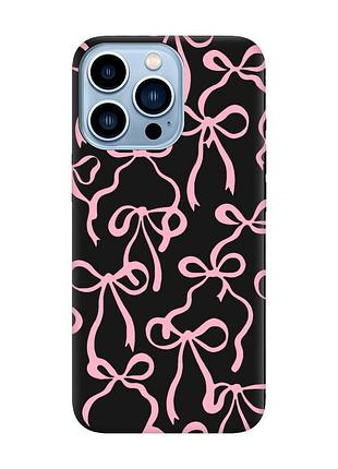 Матовий чорний чохол на apple iphone 13 pro max бантики (принт 406)
