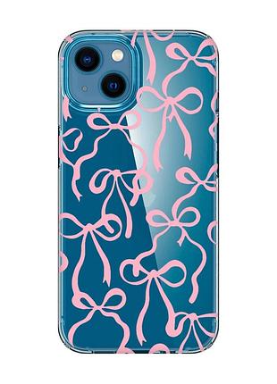 Прозрачный чехол для iphone 13 mini бантики (принт 406)