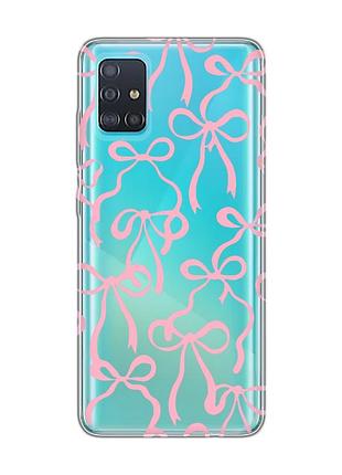Прозрачный чехол на samsung galaxy a51 бантики (принт 406)