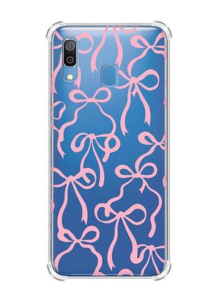 Чехол с утолщёнными углами на samsung galaxy a30 (2019) / a20 (2019) бантики (принт 406)
