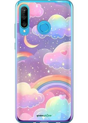 Чехол на huawei p30 lite облака и радуга хуавей п30 лайт