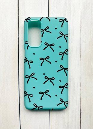 Матовий бірюзовий чохол на samsung galaxy m54 бантики (принт 405)