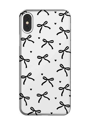Прозорий чохол на iphone x / xs бантики (принт 405)