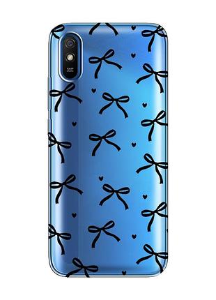 Прозорий чохол на xiaomi redmi 9a бантики (принт 405)
