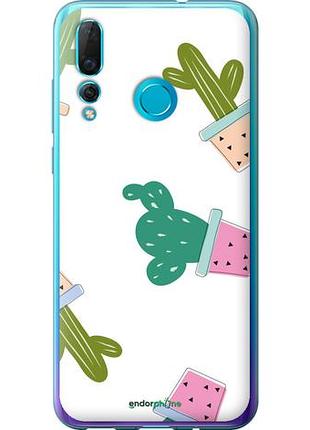 Чехол на huawei nova 4 кактусы в горшочках "3968u-1632-10746"