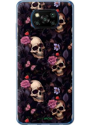 Чехол на xiaomi poco x3 черепа и розы сяоми поко х3