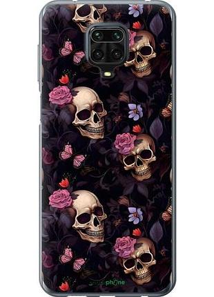 Чехол на xiaomi redmi note 9s черепа и розы сяоми редми ноут 9с