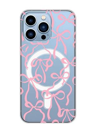 Магнитный чехол на iphone 13 pro max с поддержкой magsafe бантики (принт 406)
