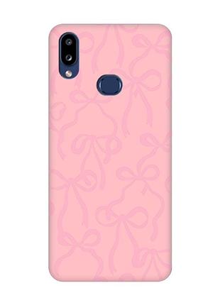 Матовый розовый чехол на samsung galaxy a10s (a107) бантики (принт 406)