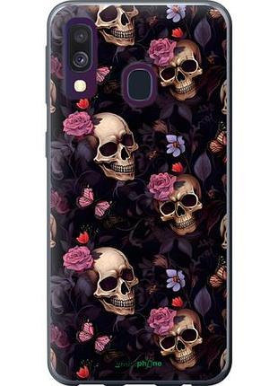 Чехол на samsung galaxy a40 2019 a405f черепа и розы самсунг а40 2019 а405ф