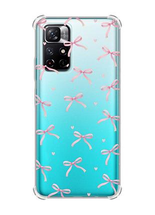 Чехол с утолщёнными углами на xiaomi redmi note 11 4g бантики (принт 404)