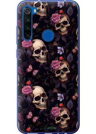Чехол на xiaomi redmi note 8t черепа и розы сяоми редми ноут 8т