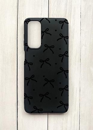 Матовий чорний чохол на samsung galaxy m54 бантики (принт 405)