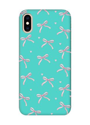 Матовий бірюзовий чохол на iphone xs max бантики (принт 404)