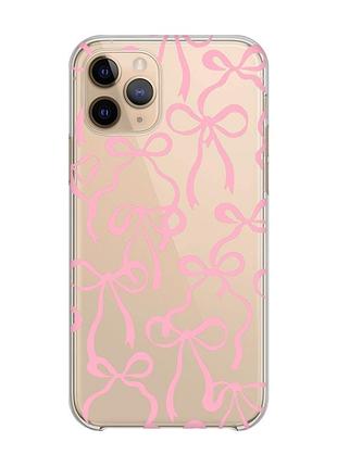 Прозрачный чехол на apple iphone 11 pro (5,8) бантики (принт 406)