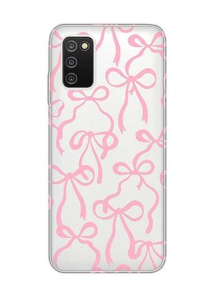 Прозрачный чехол на samsung galaxy a03s бантики (принт 406)