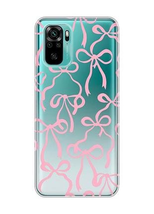 Прозрачный чехол на xiaomi redmi note 10/note 10s бантики (принт 406)
