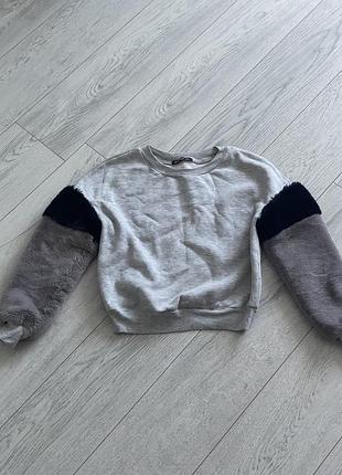 Кофта утеплена з рукавами зі штучного хутро