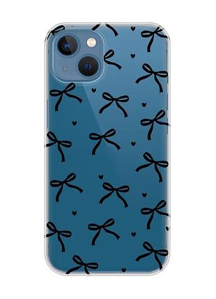 Прозрачный чехол на apple iphone 13 бантики (принт 405)