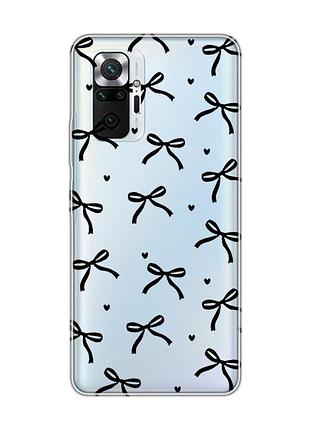 Прозрачный чехол на xiaomi redmi note 10 pro/10 pro max бантики (принт 405)
