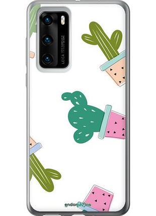 Чехол на huawei p40 кактусы в горшочках "3968u-1840-10746"