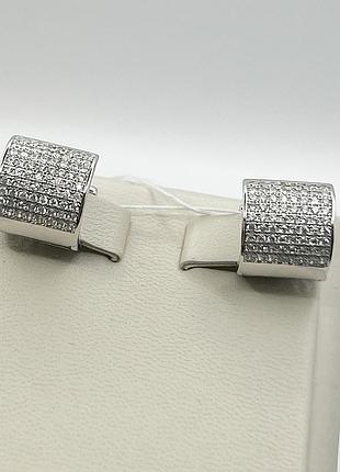 Сережки серебряные с кубическим цирконием "шератон" 6,9 г