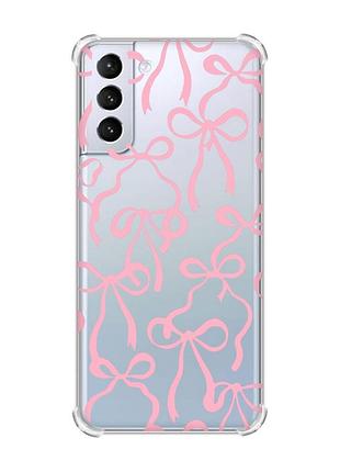 Чехол с утолщёнными углами для samsung galaxy s21 (g991) бантики (принт 406)