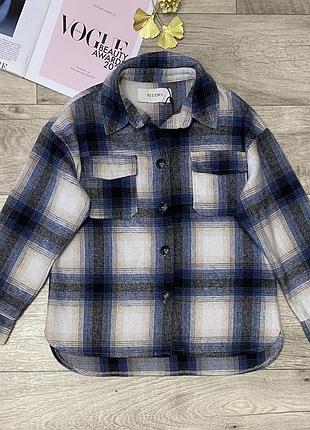 Теплая оверсайз рубашка в клетку only, р.xs-s