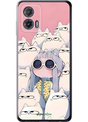 Чехол на motorola g73 милая девочка и коты моторола г73