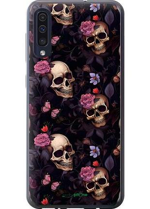 Чехол на samsung galaxy a50 2019 a505f черепа и розы самсунг а50 2019 а505ф