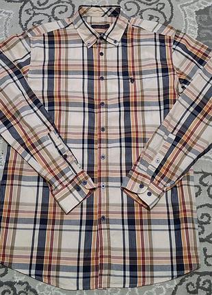 Шикарная хлопковая рубашка в разноцветную клетку u. s. polo assn made in bangladesh 7
