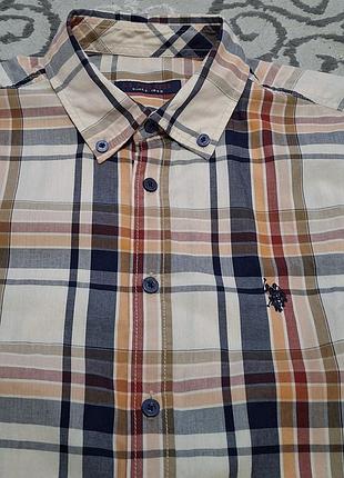 Шикарная хлопковая рубашка в разноцветную клетку u. s. polo assn made in bangladesh 8