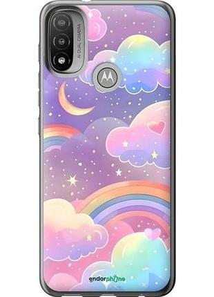 Чехол на motorola e20 облака и радуга