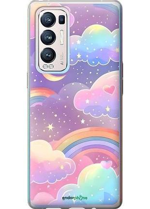 Чехол на oppo reno5 pro plus облака и радуга оппо рено5 про плюс