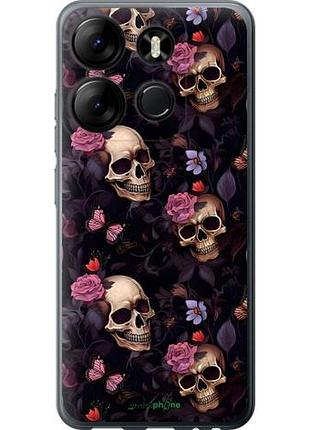 Чехол на tecno spark go 2023 bf7 черепа и розы текно спарк гo 2023 бф7