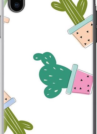 Чехол на iphone x кактусы в горшочках "3968u-1050-10746"