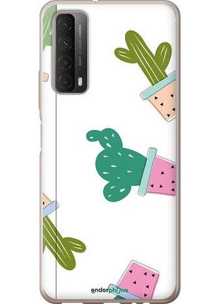 Чехол на huawei p smart 2021 кактусы в горшочках "3968u-2100-10746"