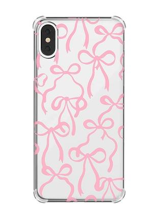 Чехол с утолщёнными углами на iphone x/xs бантики (принт 406)