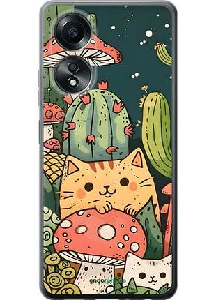 Чехол на oppo a58 4g коты грибы оппо а58 4г