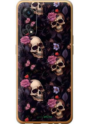 Чехол на oppo reno8 t черепа и розы оппо рено8 т